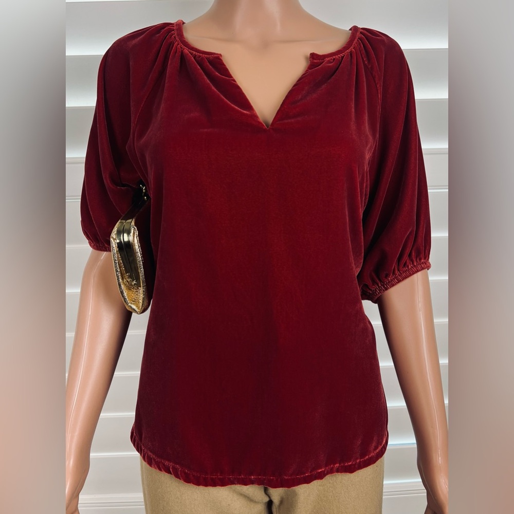 Terracotta/Rust Velour Velveteen Oversized Tunic Top Sz S by Old Navy